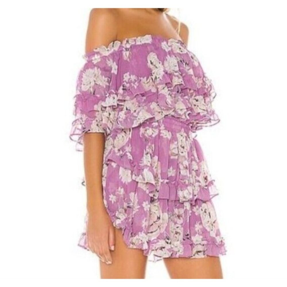 Misa Los Angeles x Revolve Isella Dress Women XS Off Shoulder Orchid Pink Tiered